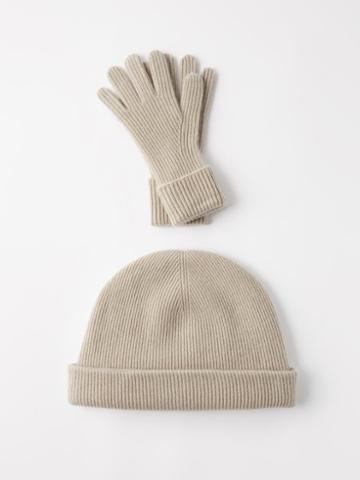Arch4 - Cashmere Hat And Gloves - Mens - Taupe