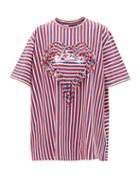 Matchesfashion.com Loewe Paula's Ibiza - Fringe-trim Striped Boxy-fit T-shirt - Womens - Red Multi