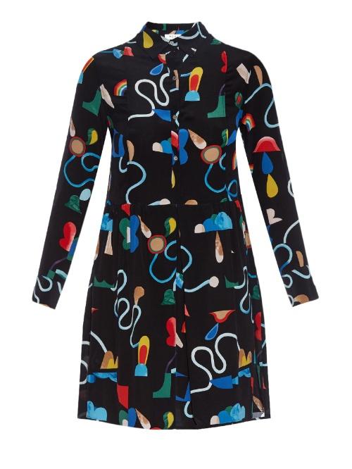 Mih Jeans Gette Inspiral-print Silk Dress