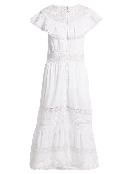 Matchesfashion.com Sea - Lace Insert Cotton Dress - Womens - White