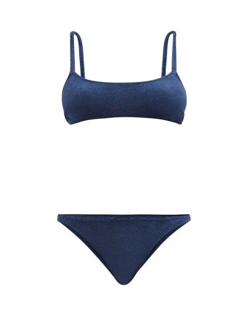 Lisa Marie Fernandez - Cotton-blend Terry Bikini - Womens - Navy