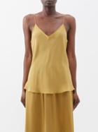 Raey - Thin-strap Silk-crepe De Chine Cami Top - Womens - Dark Tan