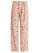 Valentino Daisy-print Silk Crepe De Chine Trousers