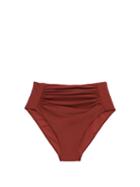 Matchesfashion.com Self-portrait - High-rise Gathered Bikini Briefs - Womens - Brown