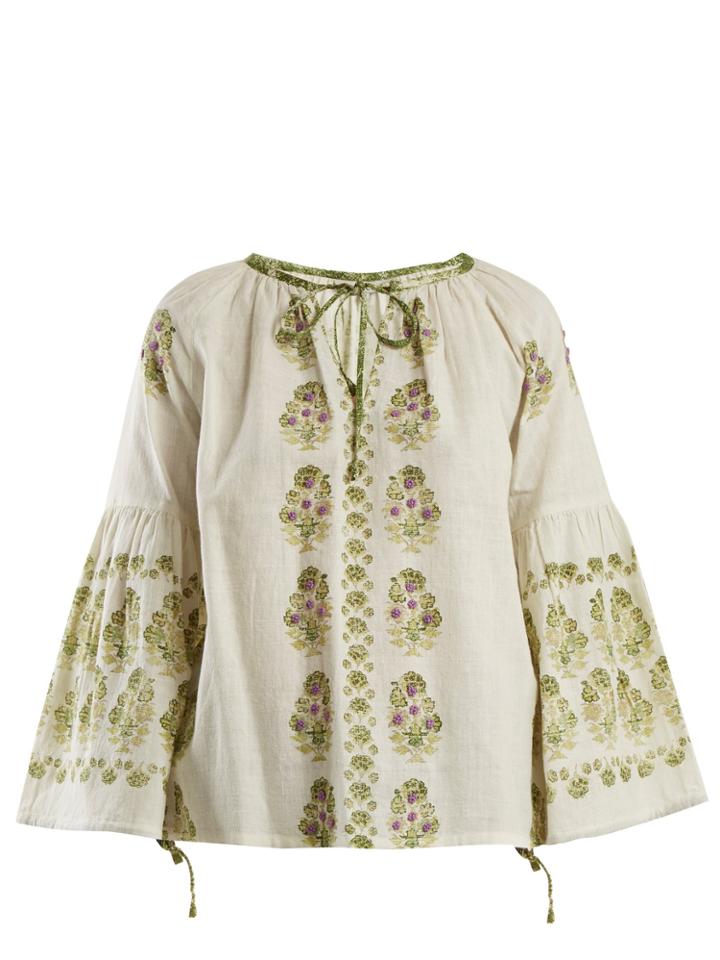 D'ascoli Zahara Floral-print Cotton Top