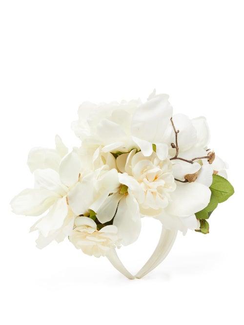 Matchesfashion.com Philippa Craddock - Peony And Camelia Faux Flower Headband - Womens - White