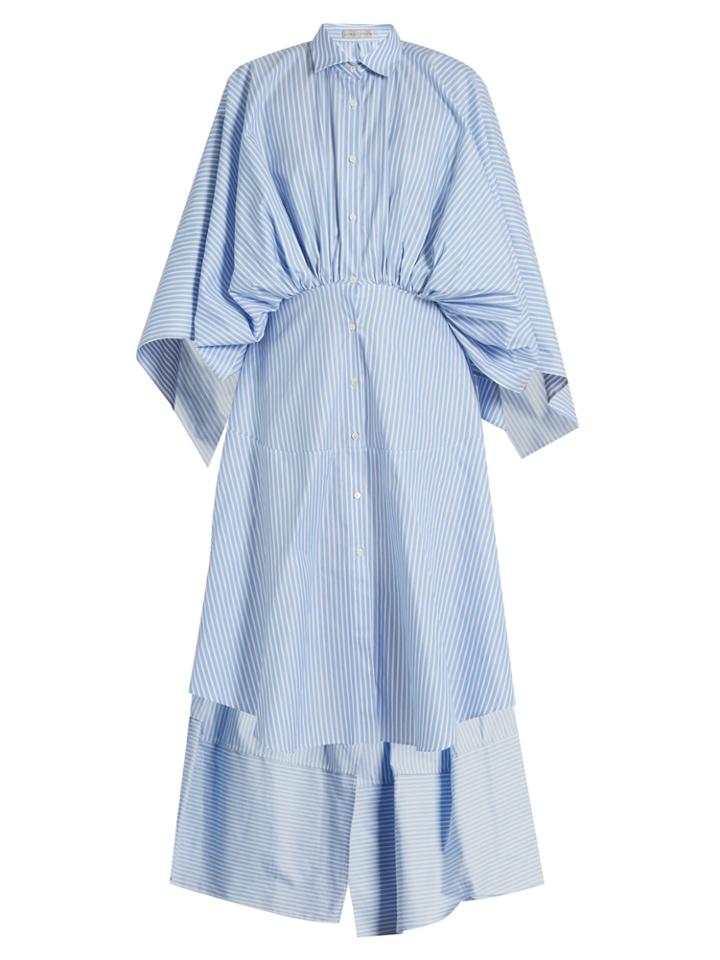 Palmer/harding Open-back Gathered-waist Striped Shirtdress