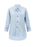 Matchesfashion.com Palmer//harding - Marcai Exaggerated-collar Cotton-blend Shirt - Womens - Light Blue