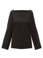 Totme - Square-neck Slubbed-canvas Blouse - Womens - Black