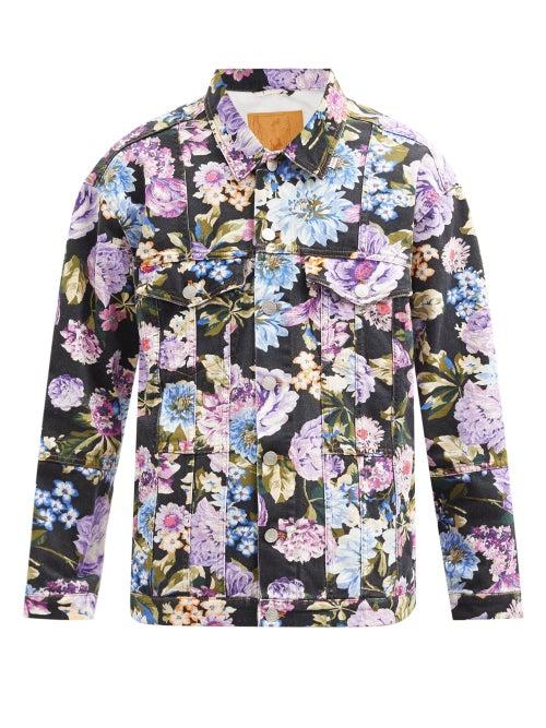 Matchesfashion.com Martine Rose - Floral-print Denim Jacket - Mens - Black Multi