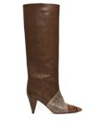 Matchesfashion.com Isabel Marant - Laomi Snake Effect Leather Knee High Boots - Womens - Khaki Multi