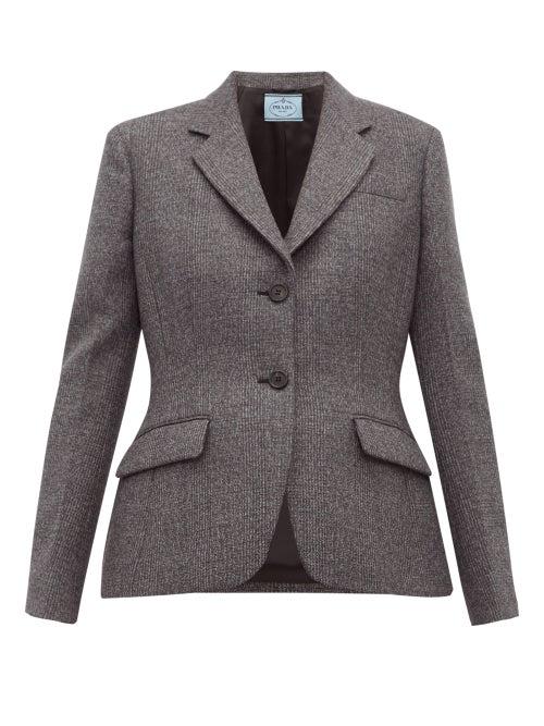 Matchesfashion.com Prada - Galles Mouline Wool Blend Blazer - Womens - Grey