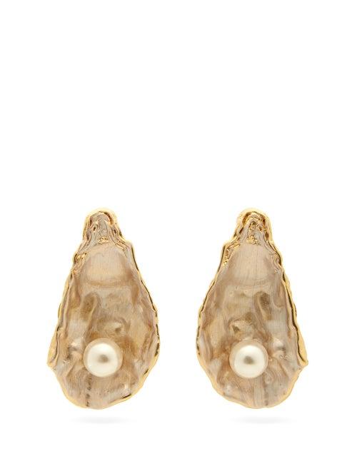 Matchesfashion.com Burberry - Mariner Oyster Shell Earrings - Womens - Pearl