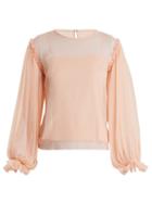 Matchesfashion.com Emilio De La Morena - Gathered Sleeve Silk Chiffon Blouse - Womens - Pink
