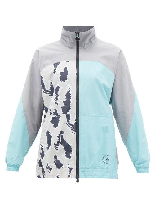 Adidas By Stella Mccartney - Colour-block Recycled-shell Windbreaker Jacket - Womens - Blue Multi