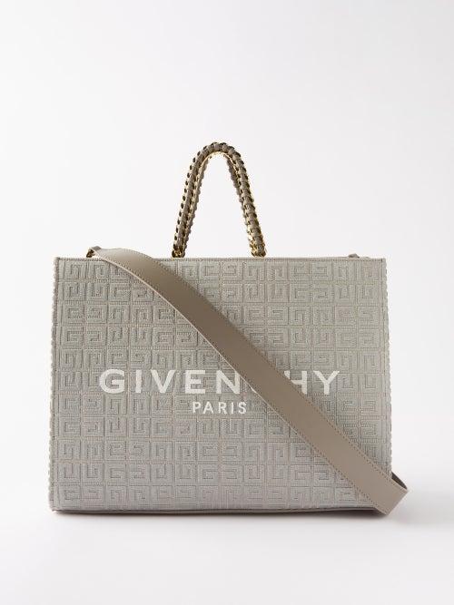Givenchy - G-tote 4g-embroidered Canvas Tote Bag - Womens - Light Grey