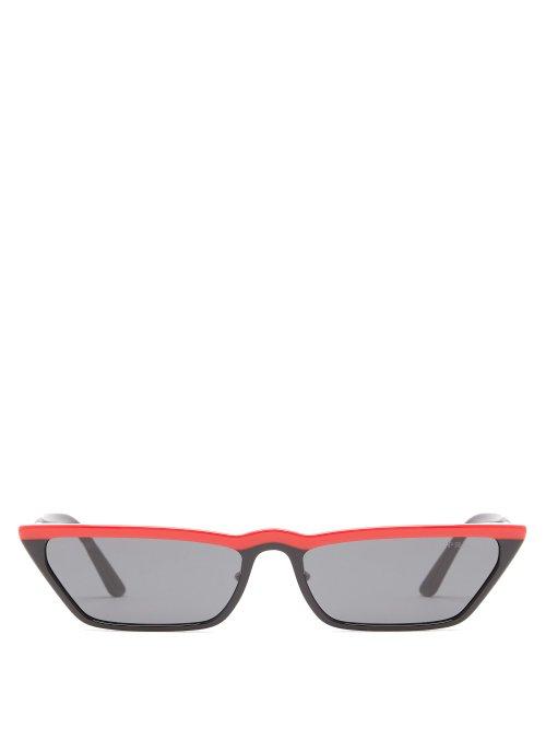 Matchesfashion.com Prada Eyewear - Cat Eye Acetate Sunglasses - Womens - Black Red