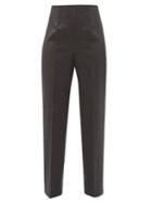 Matchesfashion.com Maison Margiela - Tailored Wool Tapered-leg Trousers - Womens - Dark Grey