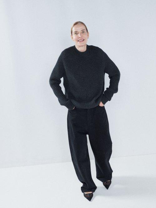 Raey - Crew Neck Wool And Cashmere-blend Ribbed Jumper - Womens - Charcoal