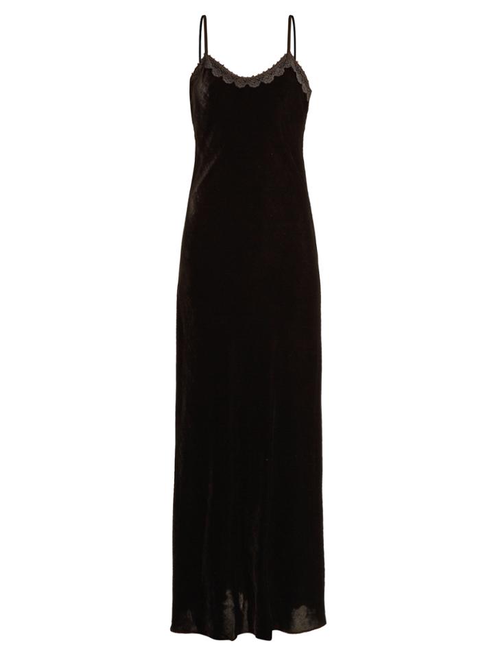 Racil Mann Lace-trimmed Velvet Dress