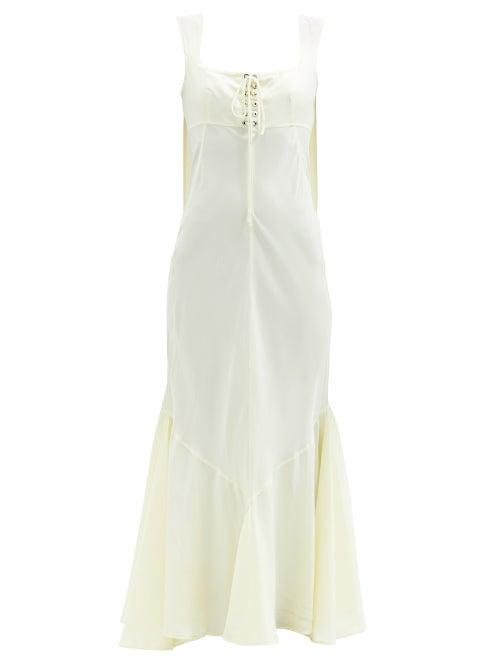 Sportmax - Cora Laced-bodice Silk-habotai Maxi Dress - Womens - Cream