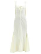 Sportmax - Cora Laced-bodice Silk-habotai Maxi Dress - Womens - Cream