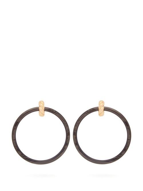 Matchesfashion.com Balenciaga - Marble Effect Hoop Earrings - Womens - Black