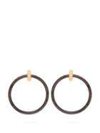 Matchesfashion.com Balenciaga - Marble Effect Hoop Earrings - Womens - Black