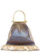 Matchesfashion.com My Beachy Side - Aphrodite Rattan Handle Beaded Crochet Bag - Womens - Blue Multi