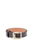 Matchesfashion.com Givenchy - Logo-buckle Crocodile-effect Leather Belt - Womens - Black Gold