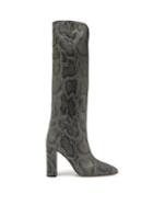 Matchesfashion.com Paris Texas - Knee-high Python-effect Leather Boots - Womens - Grey