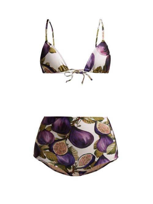 Matchesfashion.com Adriana Degreas - Fig Print High Rise Bikini - Womens - Purple Print