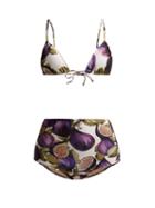 Matchesfashion.com Adriana Degreas - Fig Print High Rise Bikini - Womens - Purple Print