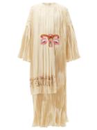 Matchesfashion.com Gucci - Gardenia Uterus-appliqu Silk-satin Gown - Womens - Ivory