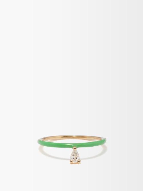 Perse - Diamond, Enamel & 18kt Gold Ring - Womens - Yellow Gold