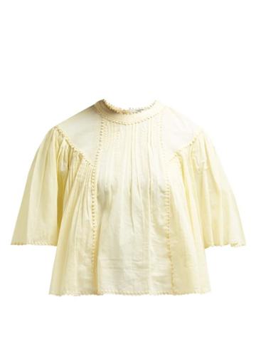 Matchesfashion.com Isabel Marant Toile - Algar Embroidered Cotton Blouse - Womens - Light Yellow