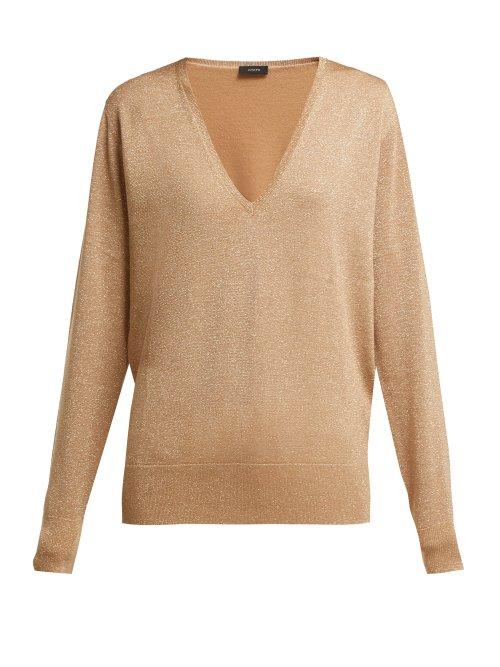 Matchesfashion.com Joseph - Metallic Wool Blend Sweater - Womens - Gold