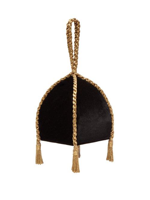 Matchesfashion.com Sanayi 313 - Gemma Braided Handle Velvet Clutch - Womens - Black Gold