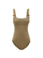 Matchesfashion.com Eres - Locket Buckle-strap Swimsuit - Womens - Khaki