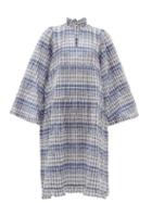 Matchesfashion.com Belize - Lana Checked Cotton-blend Seersucker Dress - Womens - Blue White