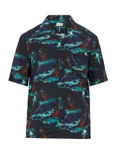 Matchesfashion.com You As - Miles Hawaiian Storm Print Short Sleeved Shirt - Mens - Black Multi
