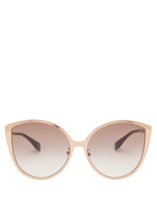 Matchesfashion.com Fendi - Ff Logo Butterfly Metal Sunglasses - Womens - Pink Multi