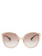 Matchesfashion.com Fendi - Ff Logo Butterfly Metal Sunglasses - Womens - Pink Multi