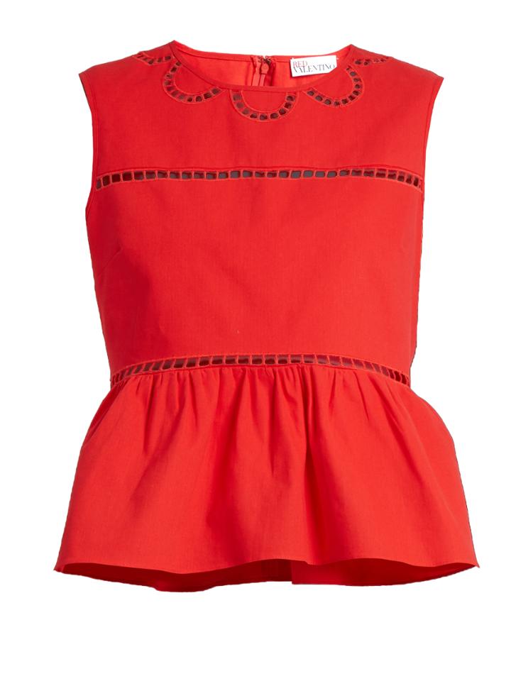 Redvalentino Ladder-lace Trimmed Cotton Top