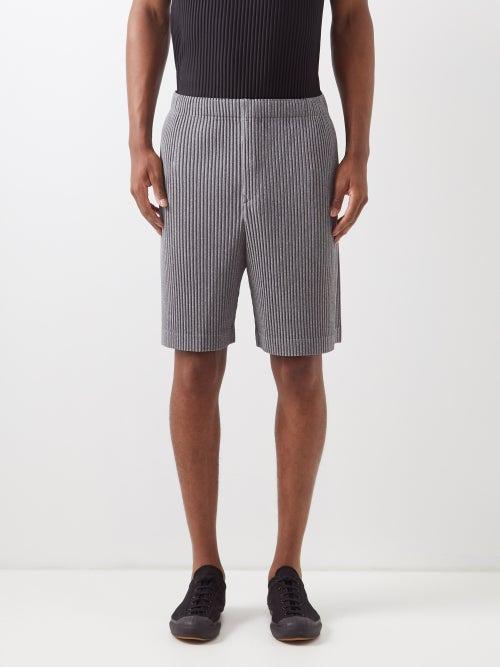 Homme Pliss Issey Miyake - Technical-pleated Shorts - Mens - Grey
