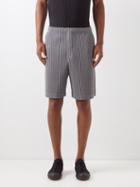 Homme Pliss Issey Miyake - Technical-pleated Shorts - Mens - Grey