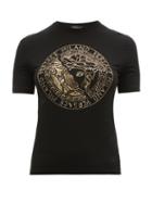 Matchesfashion.com Versace - Logo Crystal Embellished Jersey T Shirt - Womens - Black