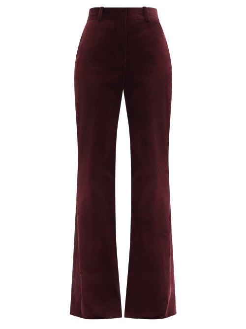Matchesfashion.com Bella Freud - David High-rise Cotton-corduroy Wide-leg Trousers - Womens - Burgundy