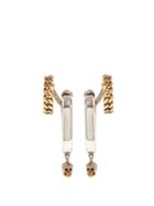 Matchesfashion.com Alexander Mcqueen - Double-hoop Crystal-skull Metal Earrings - Womens - Silver Gold