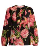 Dolce & Gabbana Tulip-print Silk Crepe De Chine Blouse